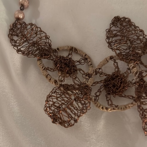 Elegant Handmade Brown Floral Necklace - Picture 3 of 6